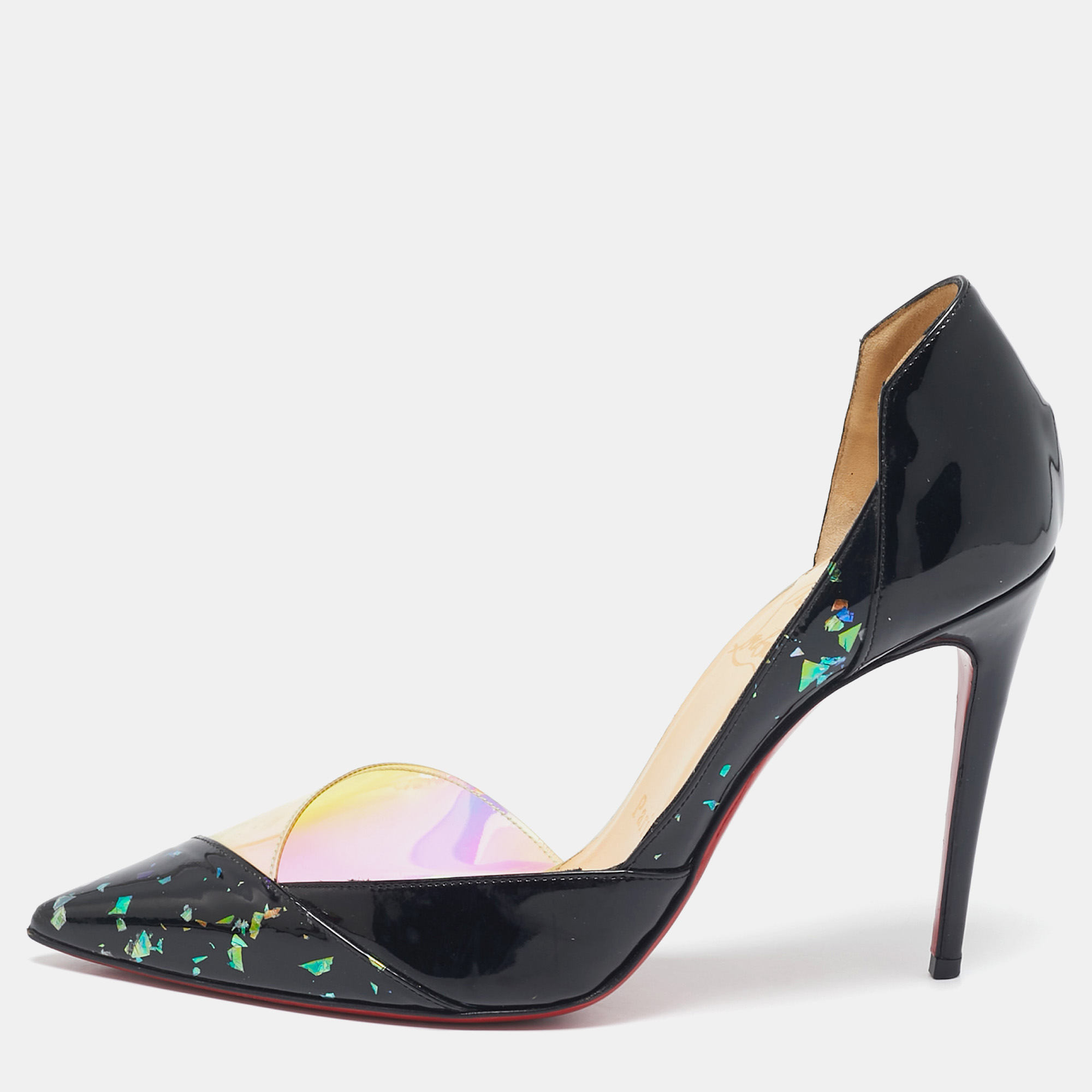 Christian Louboutin Black Patent Leather and PVC Tac Clac Pumps Size 35.5, Pumps - Luxury Closet catalog