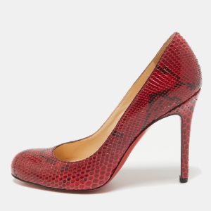 Christian Louboutin Red/Black Python Leather Simple Pumps Size 37, Pumps - Luxury Closet catalog