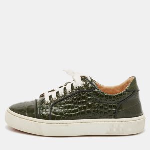Christian Louboutin Green Crocodile Leather Louis Low Top Sneakers Size 39, Athletic Shoes & Sneakers - Luxury Closet catalog