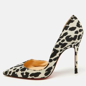 Christian Louboutin Black/Beige Animal Print Satin Iriza D'orsay Pumps Size 34, Pumps - Luxury Closet catalog