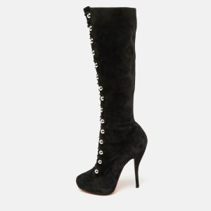 Christian Louboutin Black Suede Leather Fabiola Knee Length Boots Size 39, Boots - Luxury Closet catalog