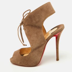 Christian Louboutin Brown Suede Allegra Peep-Toe Sandals Size 37, Sandals - Luxury Closet catalog