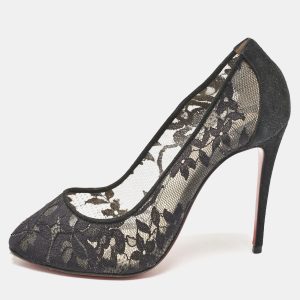 Christian Louboutin Black Lace and Suede Diorissimo Pumps Size 36.5, Pumps - Luxury Closet catalog