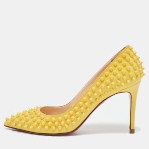 Christian Louboutin Yellow Patent Leather Pigalle Spikes Pointed Toe Pumps Size 39, Pumps - Luxury Closet catalog