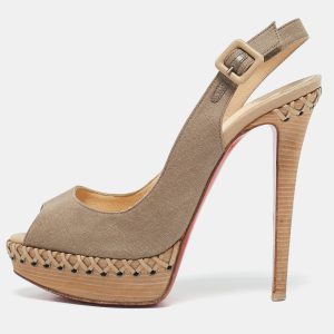 Christian Louboutin Beige Canvas Lady Indiana Slingback Sandals Size 38, Sandals - Luxury Closet catalog