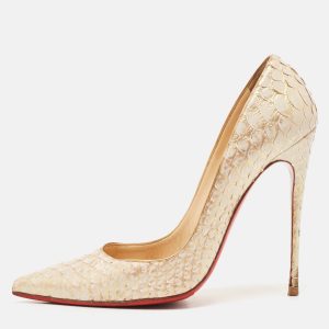 Christian Louboutin Cream Python Leather Pigalle Follies Pumps Size 39.5, Pumps - Luxury Closet catalog