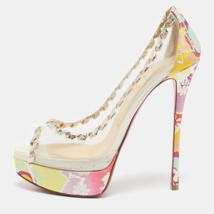 Christian Louboutin Multicolor Leather and PVC Fictoire Peep Toe Pumps Size 39, Pumps - Luxury Closet catalog