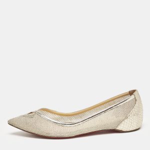 Christian Louboutin Gold Metallic Mesh and Leather Ballet Flats Size 37, Flats - Luxury Closet catalog