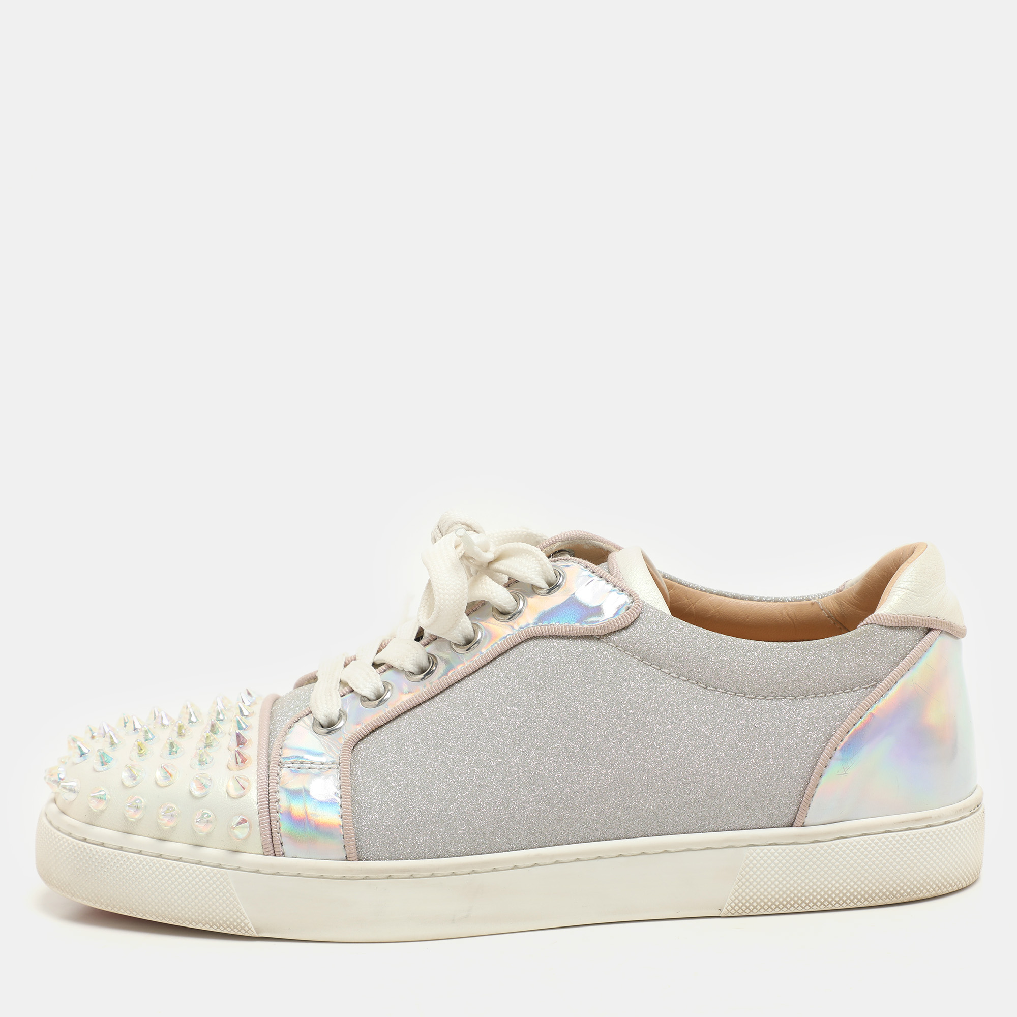 Christian Louboutin Multicolor Iridescent Glitter and Leather Vieira Spike Orlato Low Top Sneakers Size 37.5, Athletic Shoes & Sneakers - Luxury Closet catalog