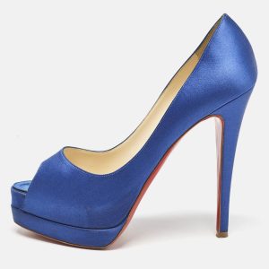 Christian Louboutin Blue Satin Palais Royal Platform Pumps Size 38, Pumps - Luxury Closet catalog