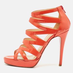 Christian Louboutin Orange Patent Leather Fernando Platform Sandals Size 38, Sandals - Luxury Closet catalog