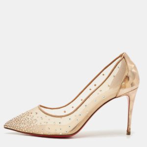 Christian Louboutin Beige Mesh and Patent Leather Follies Strass Pumps Size 39, Pumps - Luxury Closet catalog