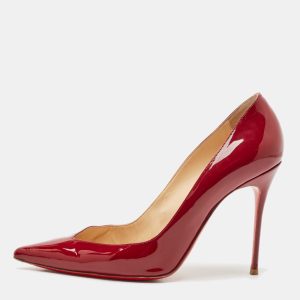 Christian Louboutin Burgundy Patent Leather Pointed Toe Pumps Size 39.5, Pumps - Luxury Closet catalog