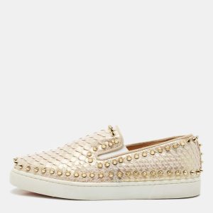Christian Louboutin Metallic Snakeskin Pik Boat Slip On Sneakers Size 36.5, Athletic Shoes & Sneakers - Luxury Closet catalog