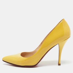 Christian Louboutin Yellow Patent Leather Pigalle Pointed Toe Pumps Size 38.5, Pumps - Luxury Closet catalog