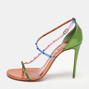 Christian Louboutin Metallic Multicolor Leather Riojana Spikes Sandals Size 38.5, Sandals - Luxury Closet catalog