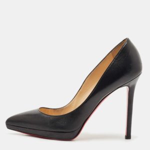 Christian Louboutin Black Leather Pigalle Plato Pointed Toe Pumps Size 37.5, Pumps - Luxury Closet catalog