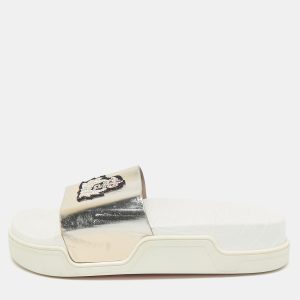 Christian Louboutin Silver Leather Crown Beau Slide Sandals Size 40, Sandals - Luxury Closet catalog