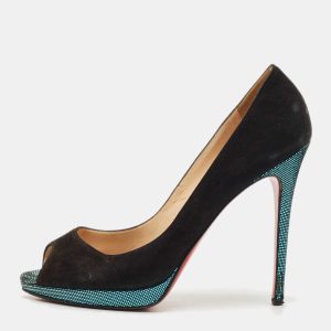 Christian Louboutin Black Suede Yolanda Peep Toe Pumps Size 40, Pumps - Luxury Closet catalog