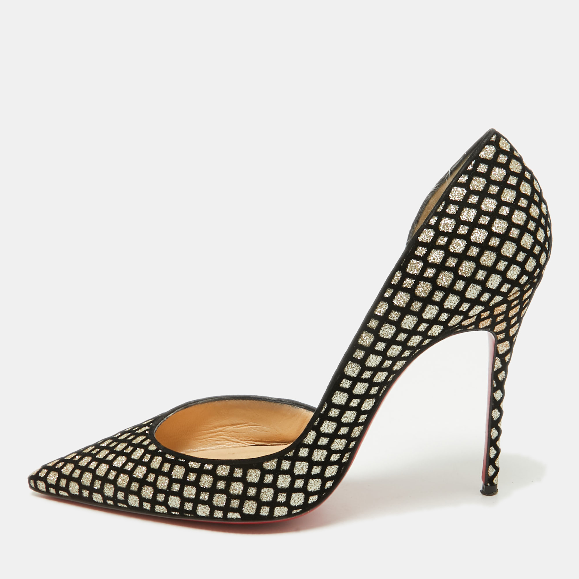 Christian Louboutin Black/Gold Velvet and Glitter Iriza Pumps Size 40, Pumps - Luxury Closet catalog