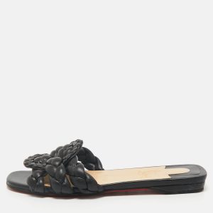 Christian Louboutin Black Woven Leather Marmella  Flat Slides Size 36, Sandals - Luxury Closet catalog