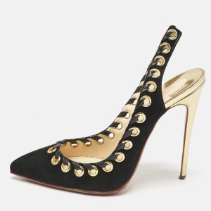Christian Louboutin Black Leather and Suede Ostri Pumps Size 38.5, Pumps - Luxury Closet catalog