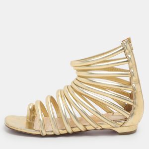 Christian Louboutin Gold Leather Catchetta Gladiator Sandals Size 36.5, Sandals - Luxury Closet catalog