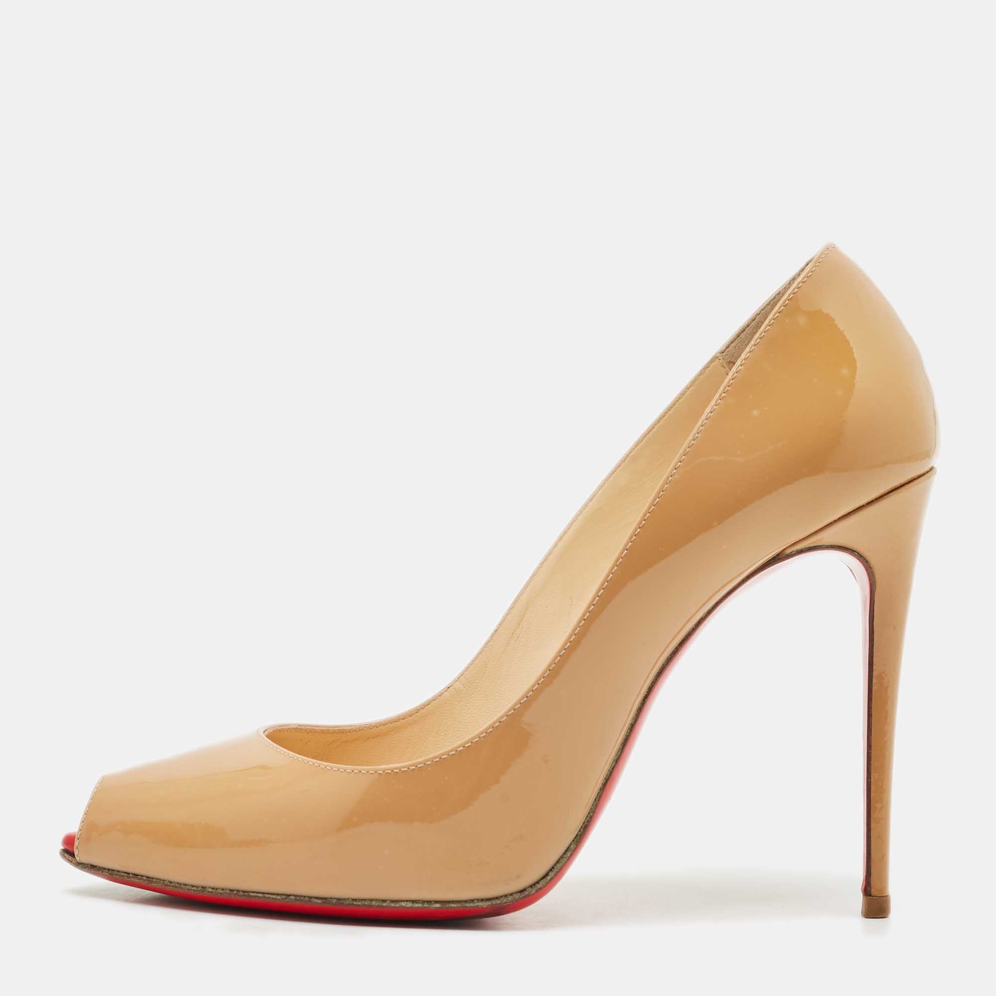 Christian Louboutin Beige Patent Leather Tibur Pumps Size 37, Pumps - Luxury Closet catalog