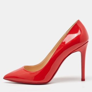 Christian Louboutin Coral Red Patent Leather Pigalle Follies Pointed Toe Pumps Size 36, Pumps - Luxury Closet catalog
