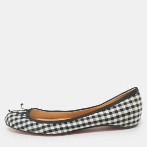 Christian Louboutin White/Black Canvas  Ballet Flats Size 39.5, Flats - Luxury Closet catalog