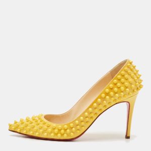 Christian Louboutin Yellow Patent Leather Pigalle Spikes Pumps Size 39, Pumps - Luxury Closet catalog