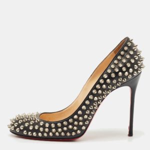 Christian Louboutin Black Leather Pigalle Spikes Pumps Size 38.5, Pumps - Luxury Closet catalog