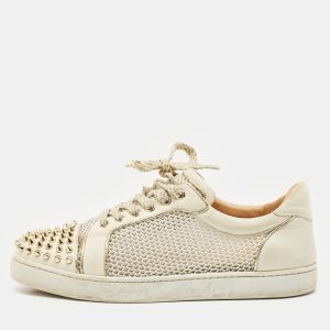 Christian Louboutin Cream Leather and Mesh Vieira Lace Up Sneakers Size 40, Athletic Shoes & Sneakers - Luxury Closet catalog