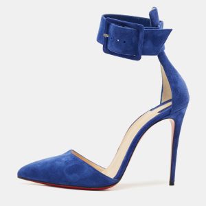 Christian Louboutin Blue Suede Harler Ankle Strap Pumps Size 38, Pumps - Luxury Closet catalog