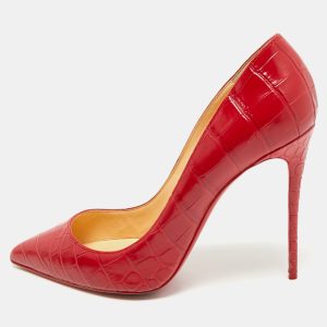 Christian Louboutin Red Croc Embossed Leather Pigalle Follies Pumps Size 40, Pumps - Luxury Closet catalog