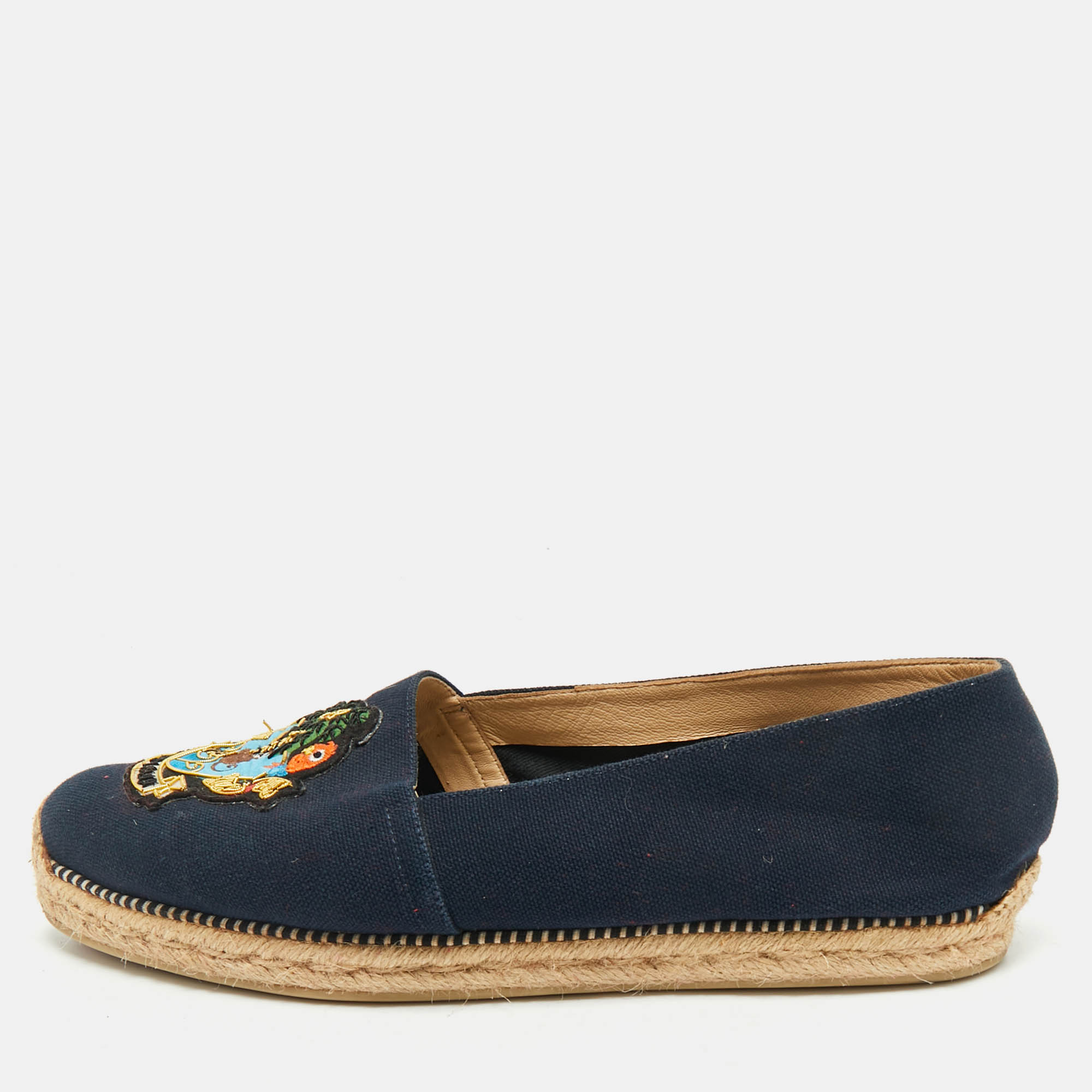 Christian Louboutin Navy Blue Canvas Lougalia Espadrille Flats Size 40, Flats - Luxury Closet catalog