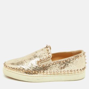 Christian Louboutin Gold Python Embossed Leather Pik Boat Slip On Sneakers Size 37, Athletic Shoes & Sneakers - Luxury Closet catalog
