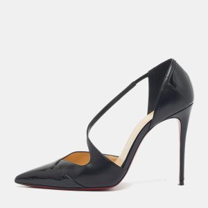 Christian Louboutin Black Patent Leather Jumping Cross Strap Pumps Size 38.5, Pumps - Luxury Closet catalog