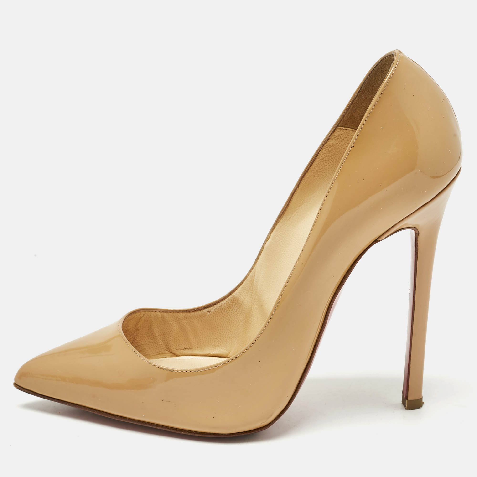 Christian Louboutin Beige Patent Leather Pigalle Pumps Size 37.5, Pumps - Luxury Closet catalog
