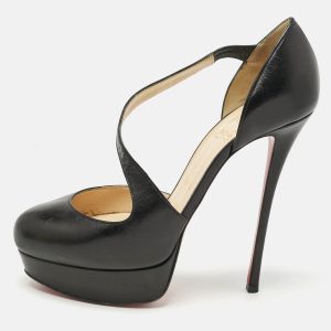 Christian Louboutin Black Leather Decalcoco Cross Strap Pumps 39, Pumps - Luxury Closet catalog