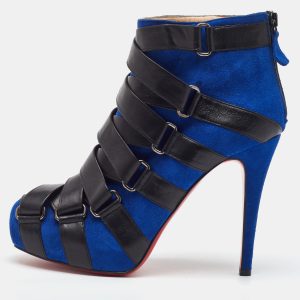 Christian Louboutin Blue/Black Suede and Leather Nitonimoi Platform Ankle Boots Size 38, Boots - Luxury Closet catalog