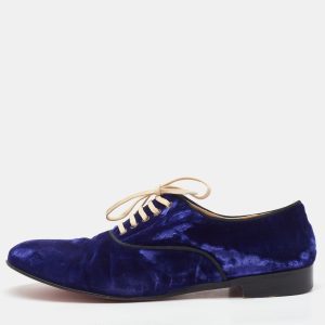 Christian Louboutin Blue Velvet Lace Up Oxford Size 38.5, Shoes - Luxury Closet catalog