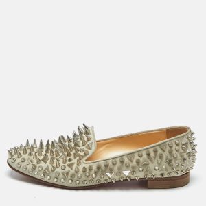 Christian Louboutin Grey Suede Leather Rolling Spikes Loafers Size 39, Loafers & Slip-Ons - Luxury Closet catalog
