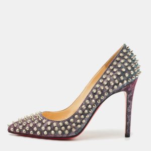 Christian Louboutin Multicolor Lurex Fabric Pigalle Follies Spikes Pumps Size 39, Pumps - Luxury Closet catalog