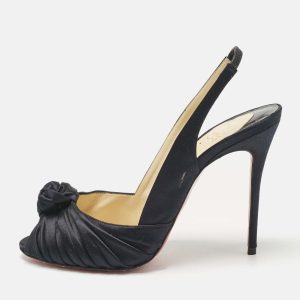 Christian Louboutin Navy Blue Satin Jenny Platform Pumps Size 39.5, Pumps - Luxury Closet catalog