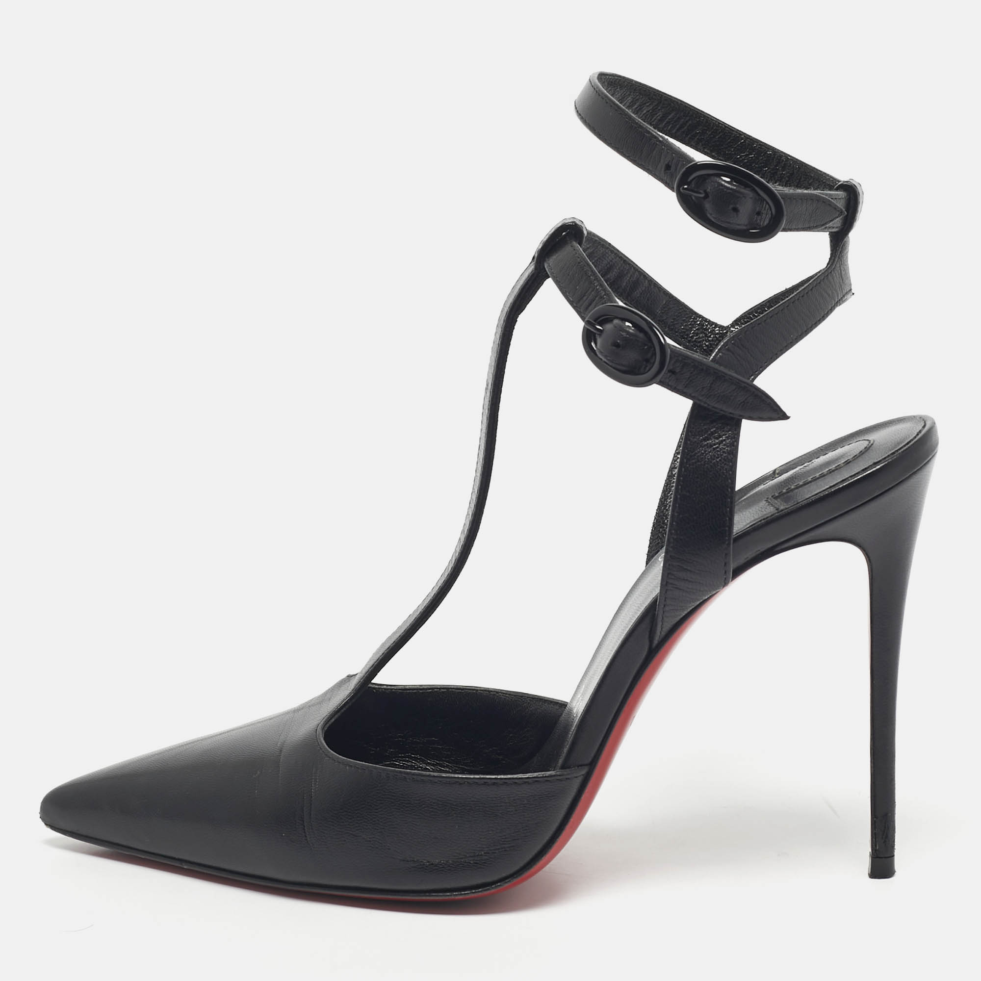 Christian Louboutin Black Leather Maravilla Ankle-Strap Pumps Size 37, Pumps - Luxury Closet catalog