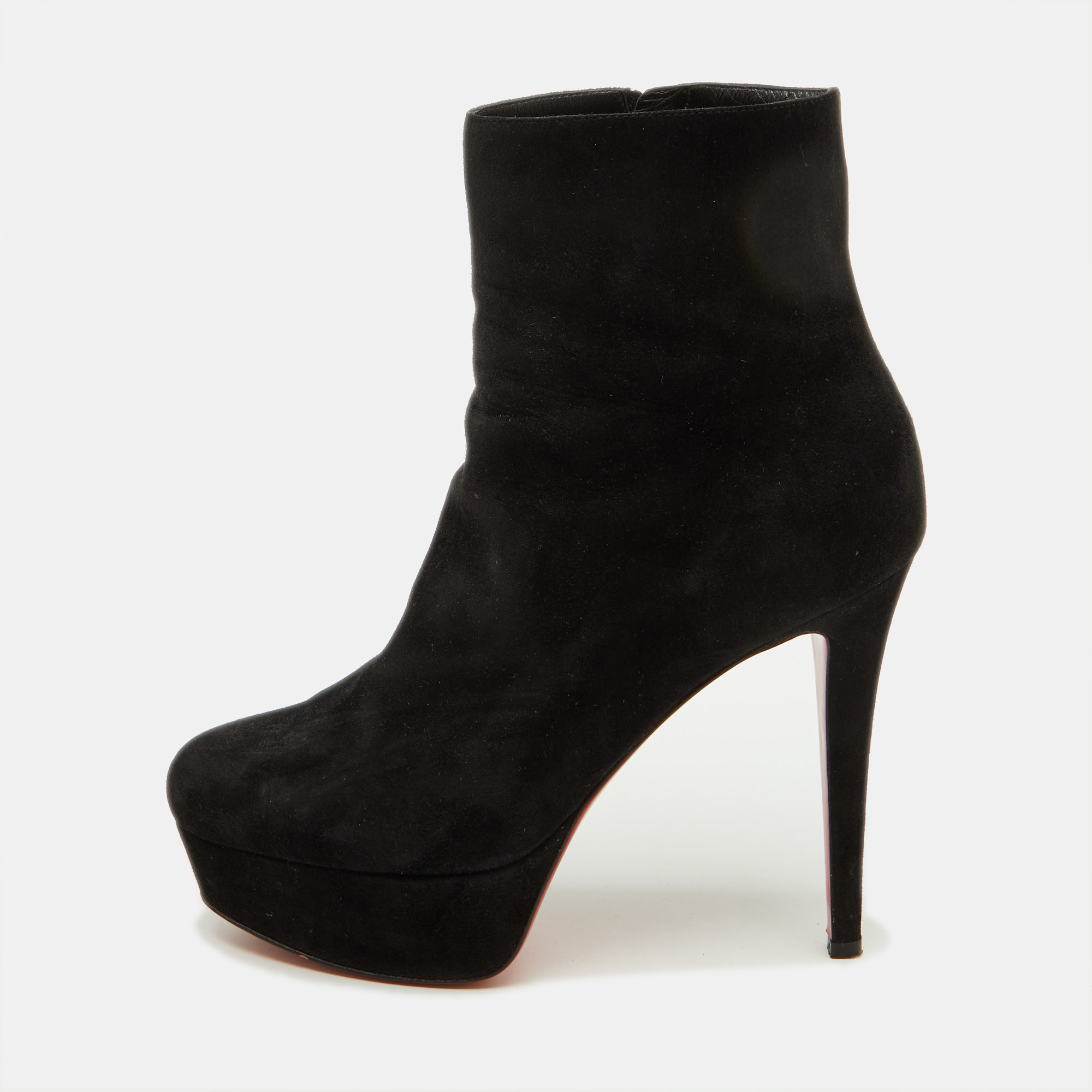 Christian Louboutin Black Suede Lady Daf Booty Platform Ankle Boots Size 37, Boots - Luxury Closet catalog