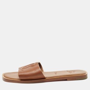 Christian Louboutin Brown Leather CL Flat Slides Size 40, Flats - Luxury Closet catalog