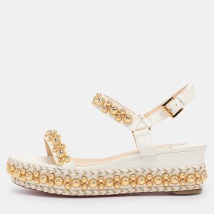 Christian Louboutin White Leather Lady Rondaclou Wedge Platform Sandals Size 42, Sandals - Luxury Closet catalog