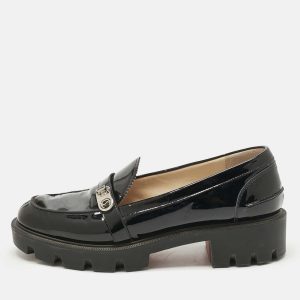 Christian Louboutin Black Patent Leather Lock Woody Slip On Loafers Size 37, Loafers & Slip-Ons - Luxury Closet catalog